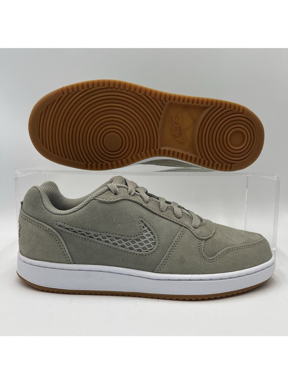 Womens Size 8.5 Nike Ebernon Low Premium Light Grey Suede Sneakers AQ2232 300 - Picture 1 of 7